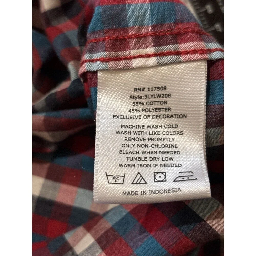 Levi's Men's Plaid Red Blue White‎ Flannel Long Sleeve Button-Up Shirt Size L